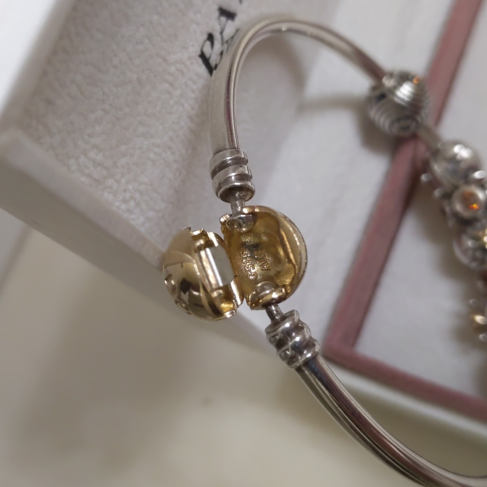 Pandora Two Tone Bangle - Picture 4 of 6